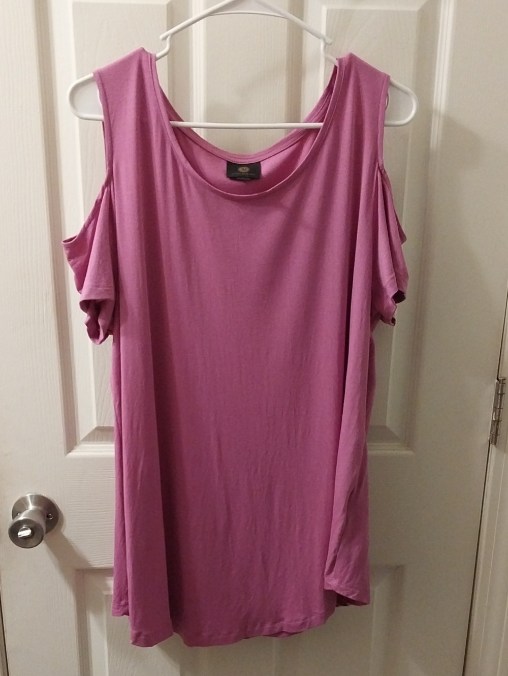 JM Collection Mauve Pink Cold-Shoulder Tunic Top